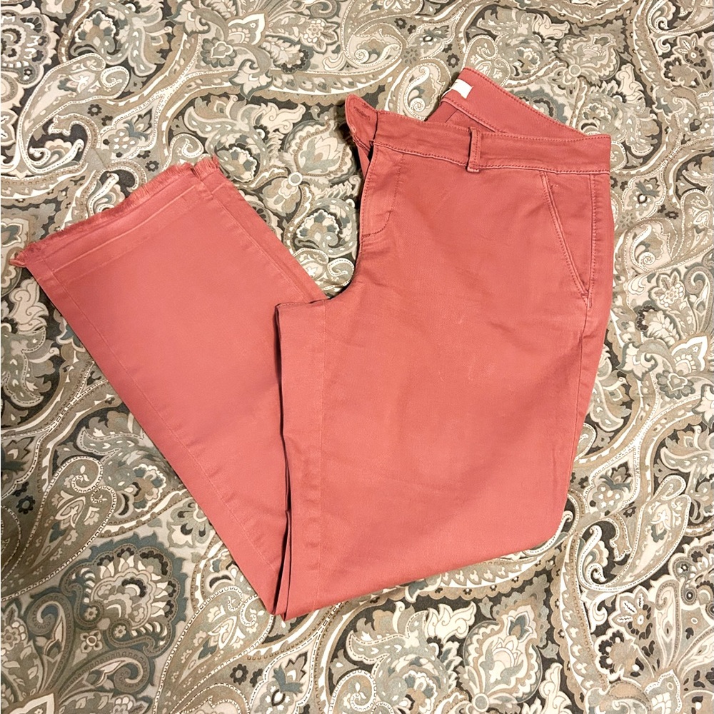 LOFT cropped, frayed straight chinos Size 10